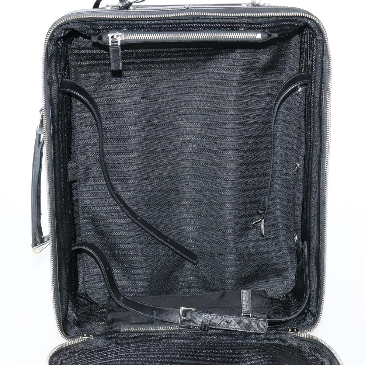 PRADA Carry Case Nylon Leather Black Silver Auth SW1789