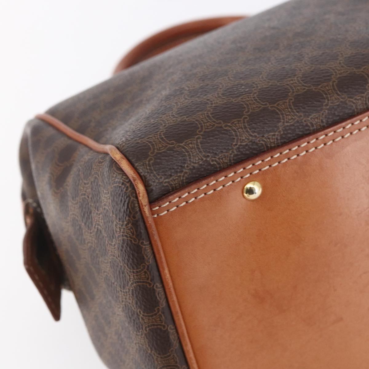 CELINE Macadam Canvas Hand Bag PVC Leather Brown Gold Auth SW1791