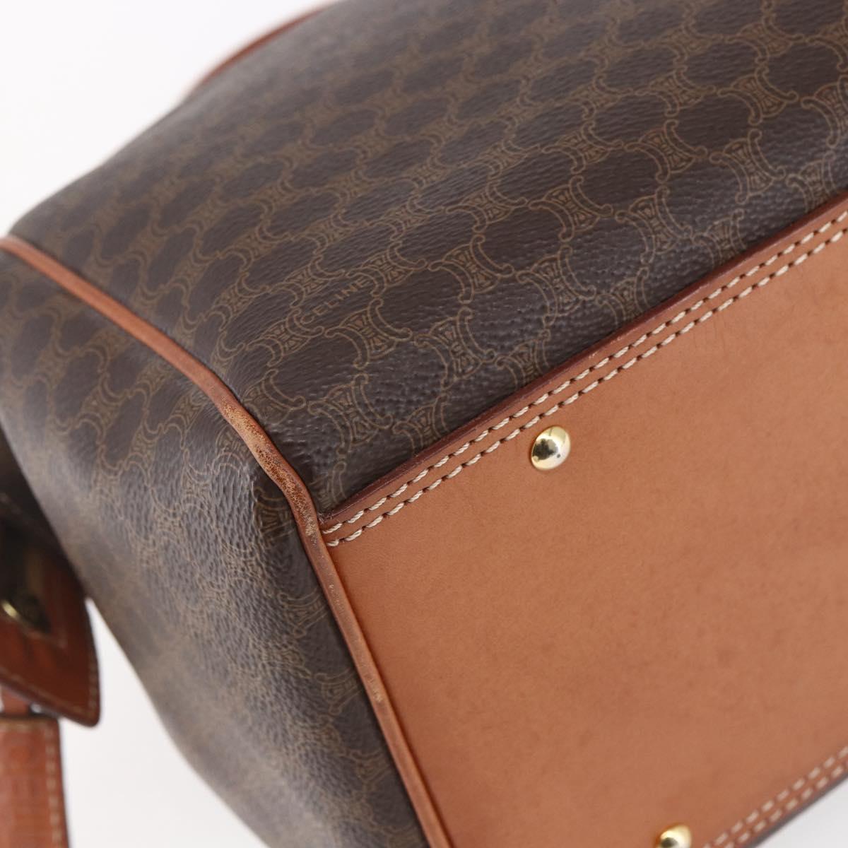 CELINE Macadam Canvas Hand Bag PVC Leather Brown Gold Auth SW1791
