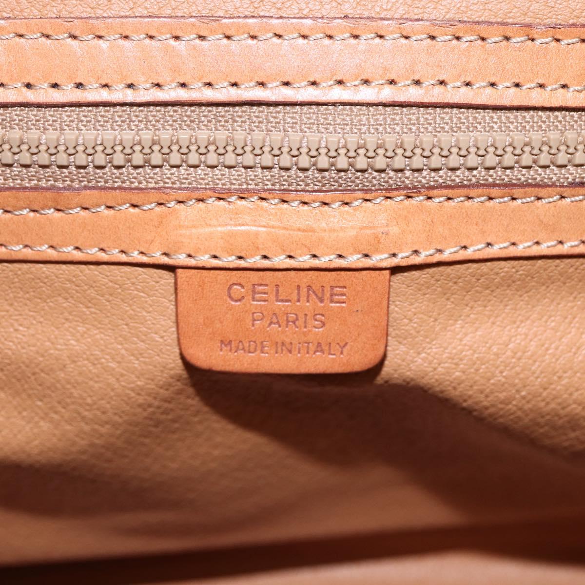 CELINE Macadam Canvas Hand Bag PVC Leather Brown Gold Auth SW1791