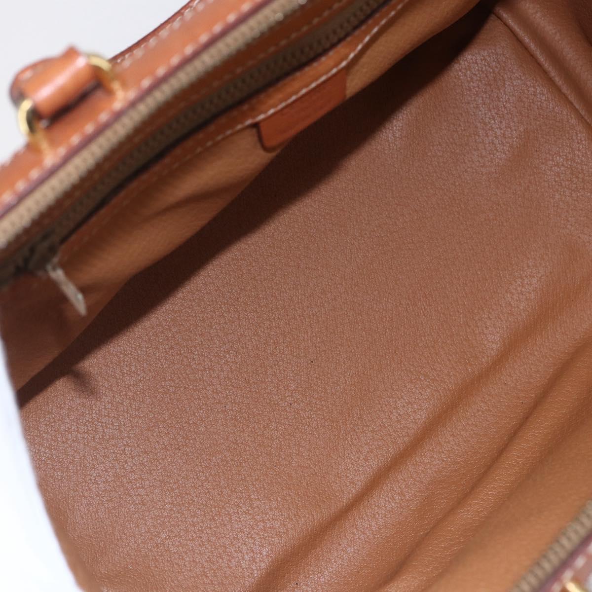 CELINE Macadam Canvas Hand Bag PVC Leather Brown Gold Auth SW1791