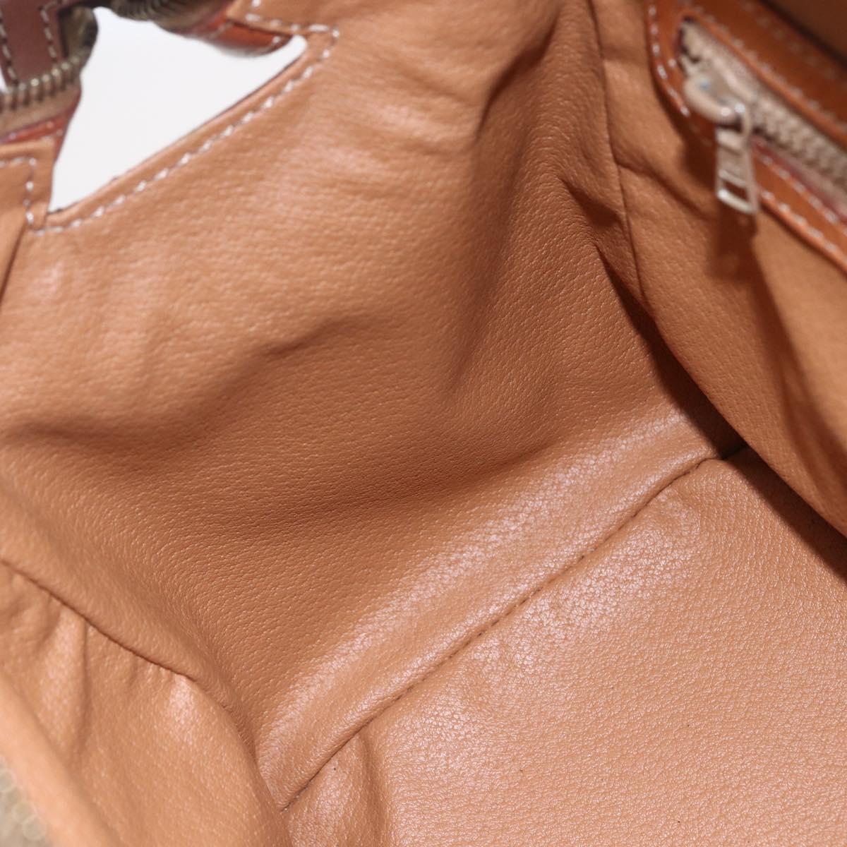 CELINE Macadam Canvas Hand Bag PVC Leather Brown Gold Auth SW1791