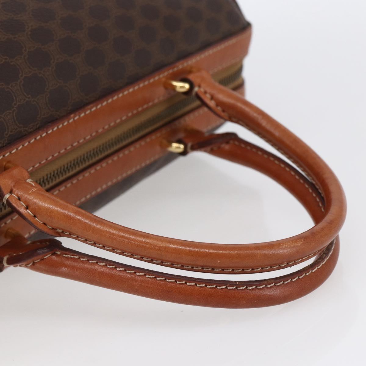 CELINE Macadam Canvas Hand Bag PVC Leather Brown Gold Auth SW1791