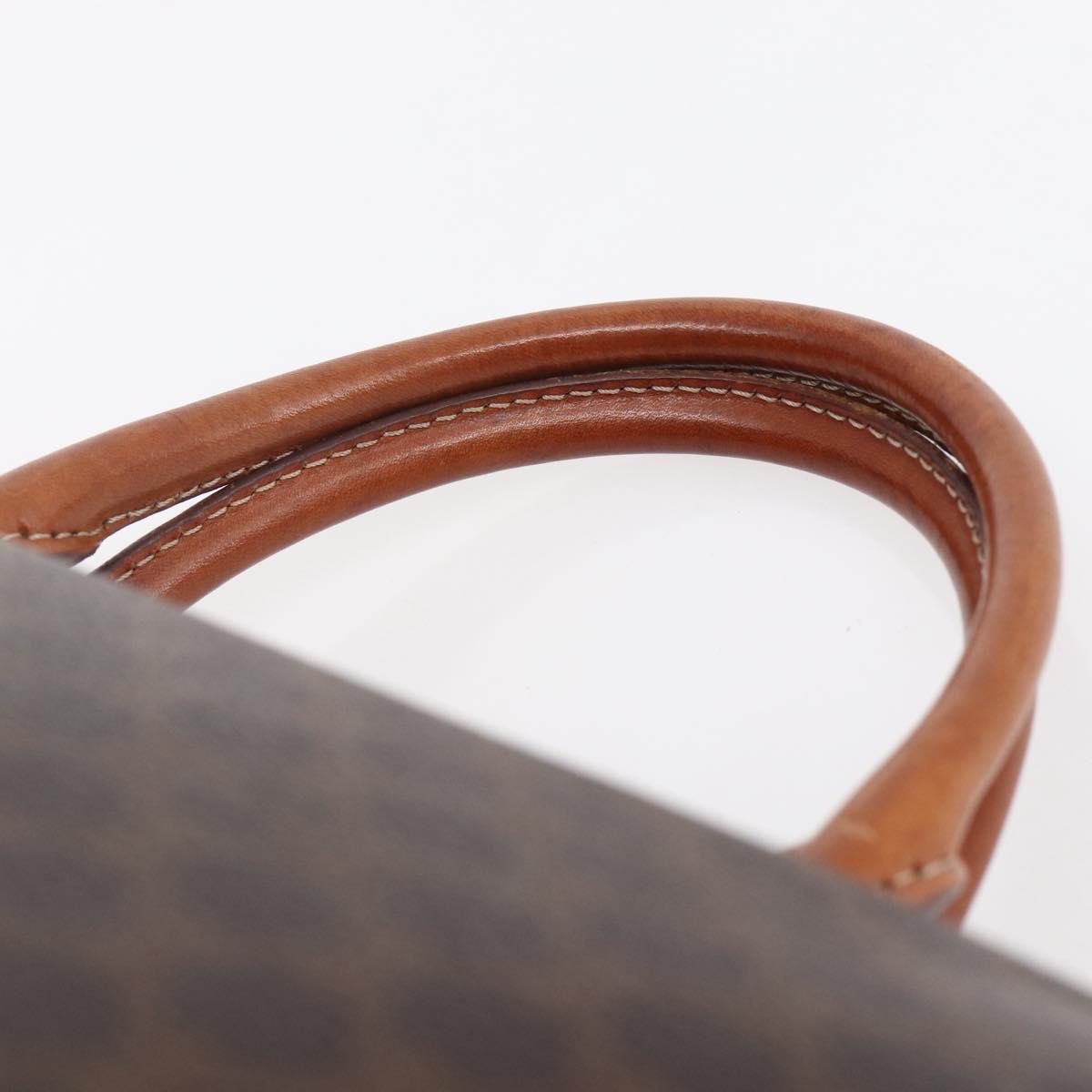 CELINE Macadam Canvas Hand Bag PVC Leather Brown Gold Auth SW1791