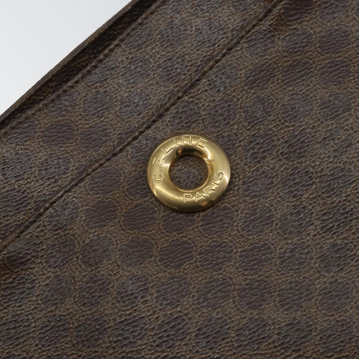 CELINE Macadam Canvas Tote Bag PVC Leather 2way Brown Gold Auth SW1793