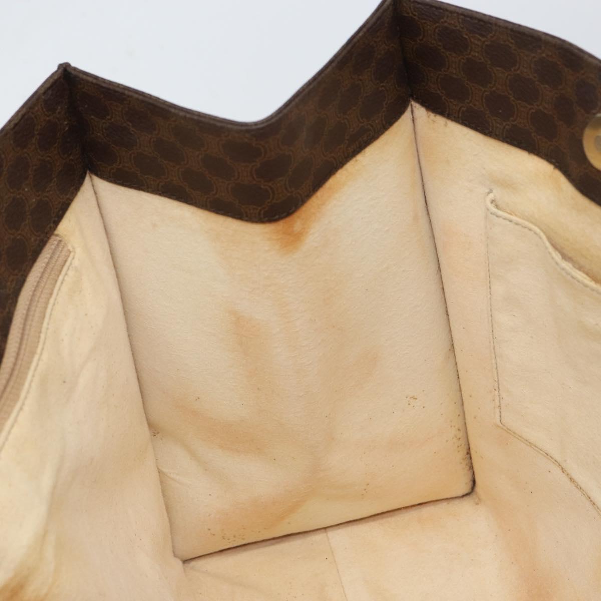 CELINE Macadam Canvas Tote Bag PVC Leather 2way Brown Gold Auth SW1793