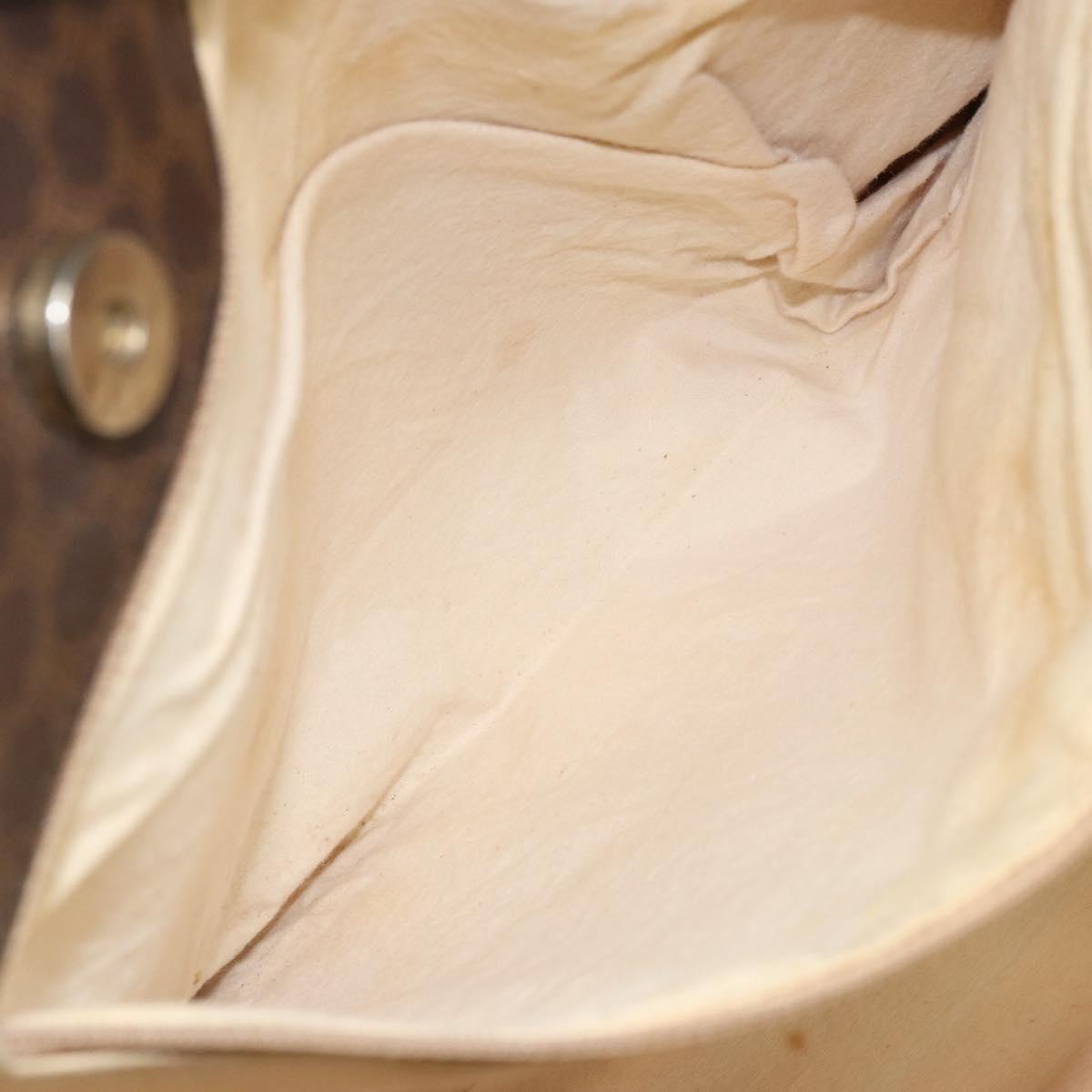 CELINE Macadam Canvas Tote Bag PVC Leather 2way Brown Gold Auth SW1793