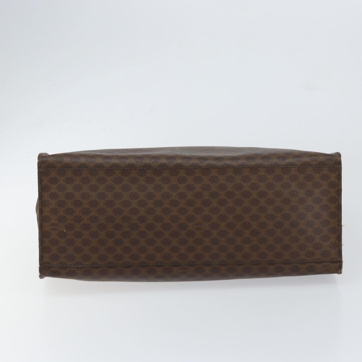 CELINE Macadam Canvas Tote Bag PVC Leather 2way Brown Gold Auth SW1793