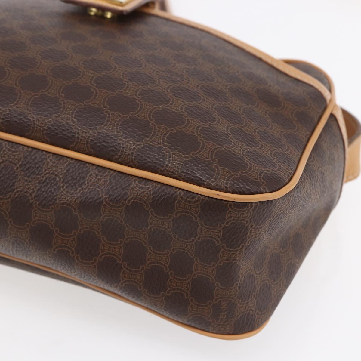 CELINE Macadam Canvas Shoulder Bag PVC Leather Brown Gold Auth SW1794