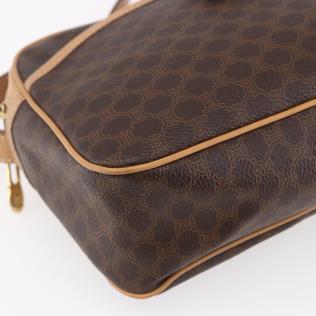 CELINE Macadam Canvas Shoulder Bag PVC Leather Brown Gold Auth SW1794