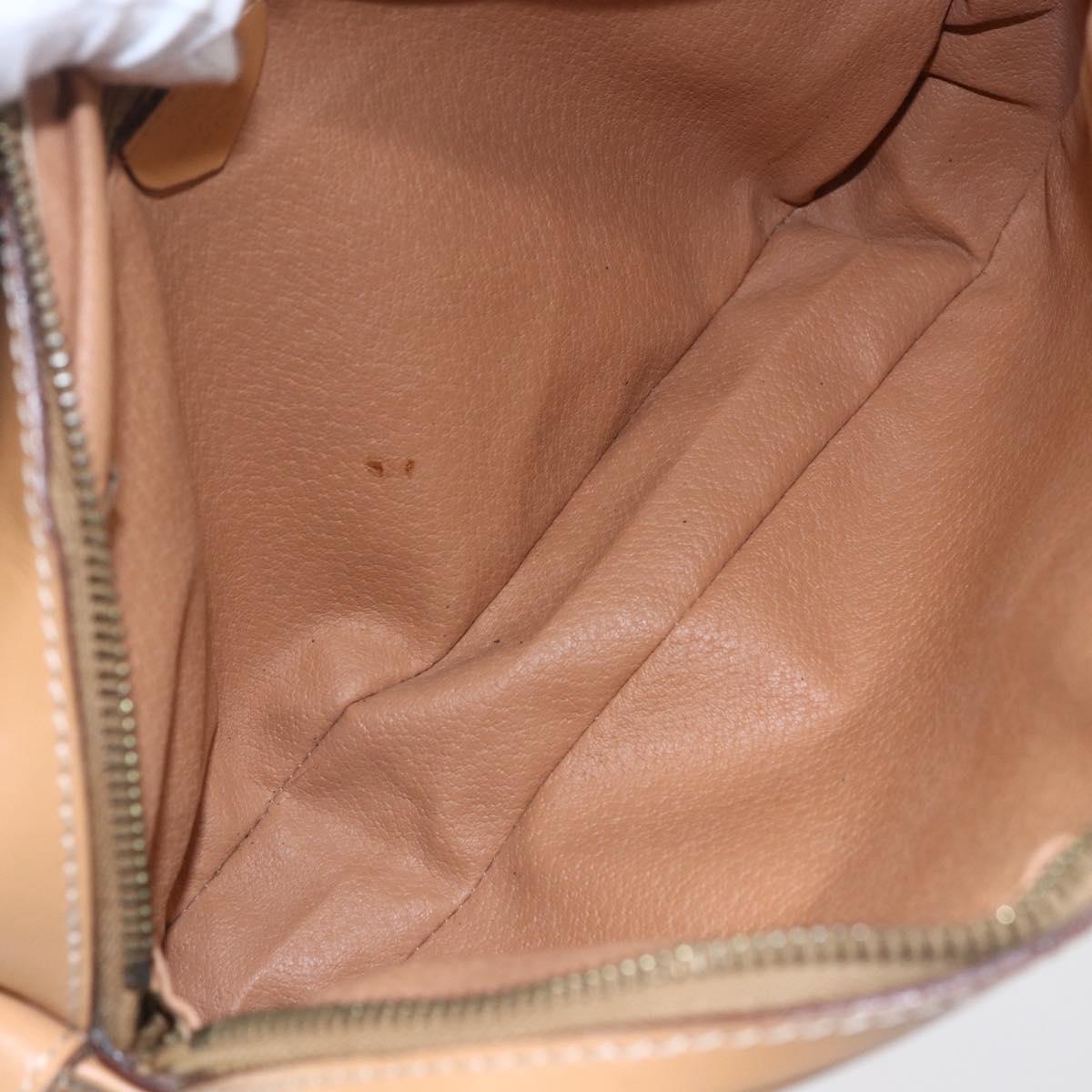 CELINE Macadam Canvas Shoulder Bag PVC Leather Brown Gold Auth SW1794