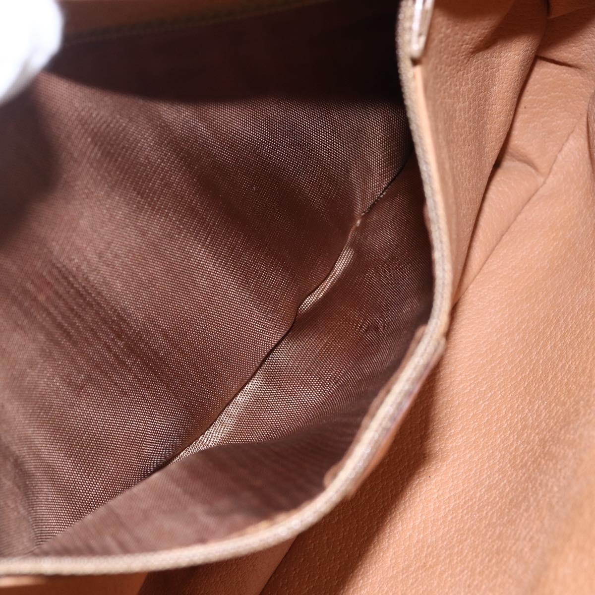 CELINE Macadam Canvas Shoulder Bag PVC Leather Brown Gold Auth SW1794