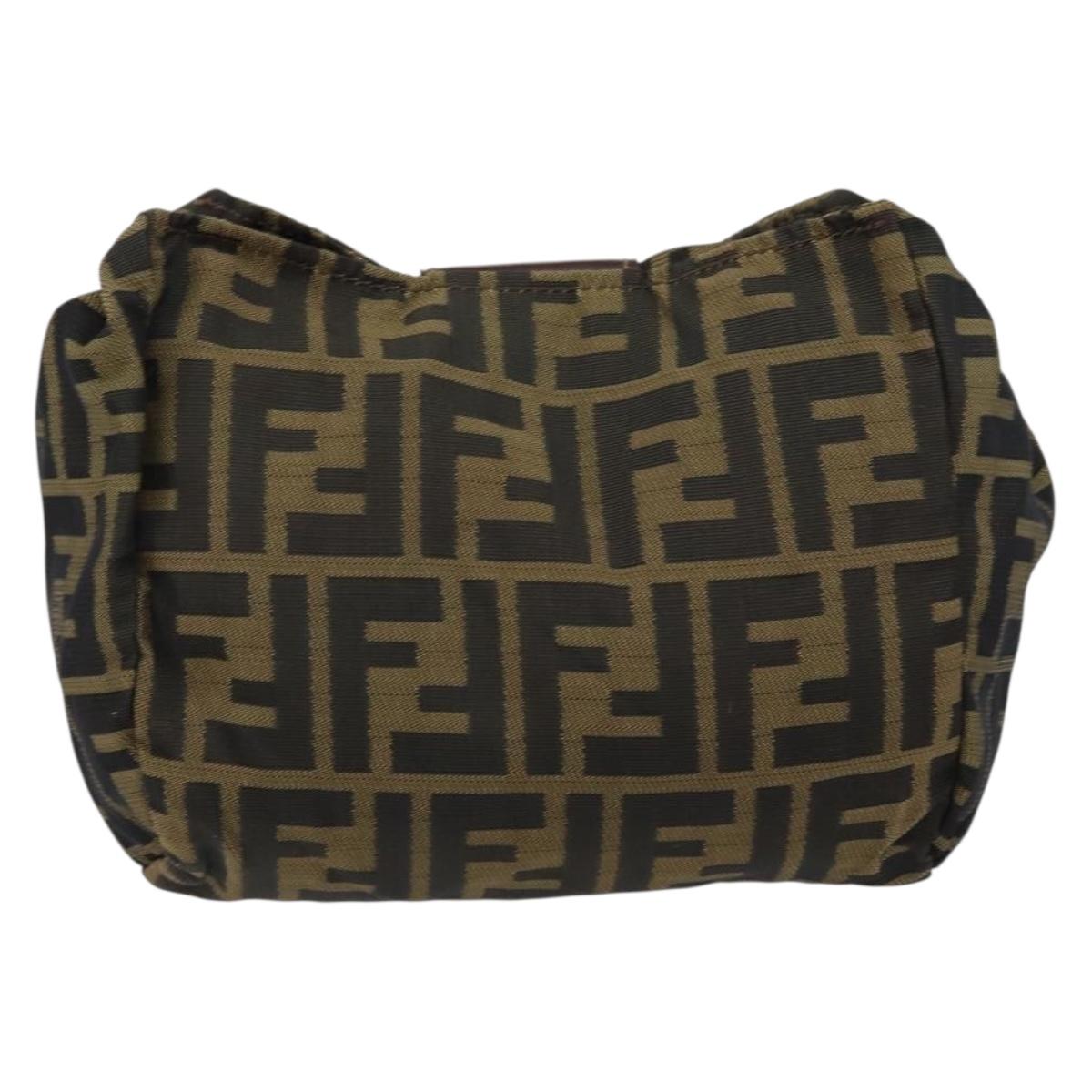 FENDI Zucca Canvas Clutch Bag Black Brown Auth SW1796