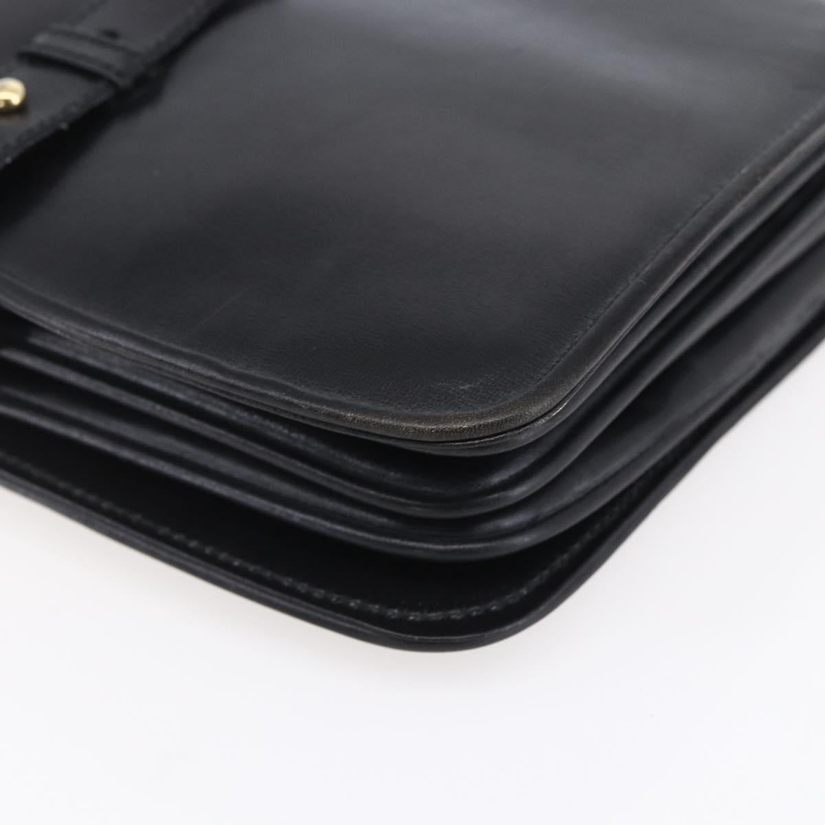 FENDI Shoulder Bag Leather Black Gold Auth SW1797