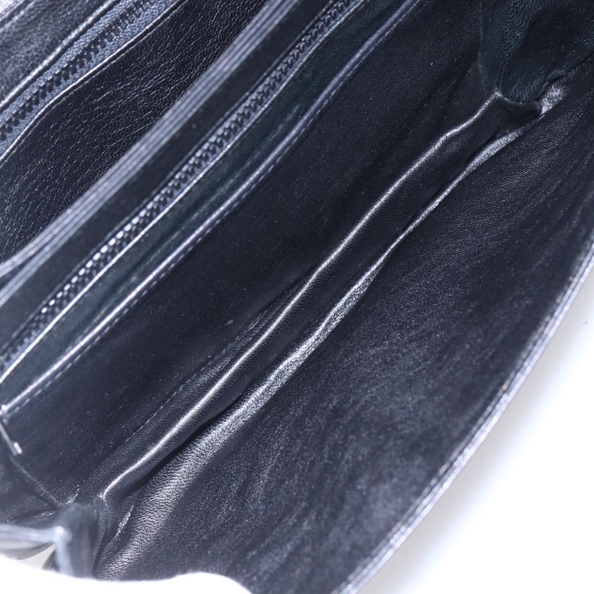 FENDI Shoulder Bag Leather Black Gold Auth SW1797