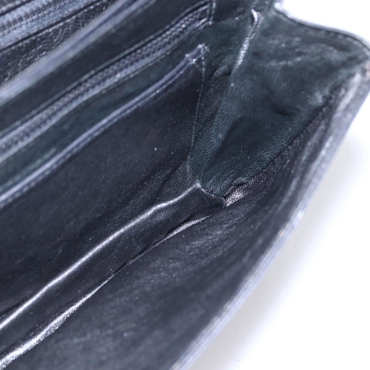 FENDI Shoulder Bag Leather Black Gold Auth SW1797