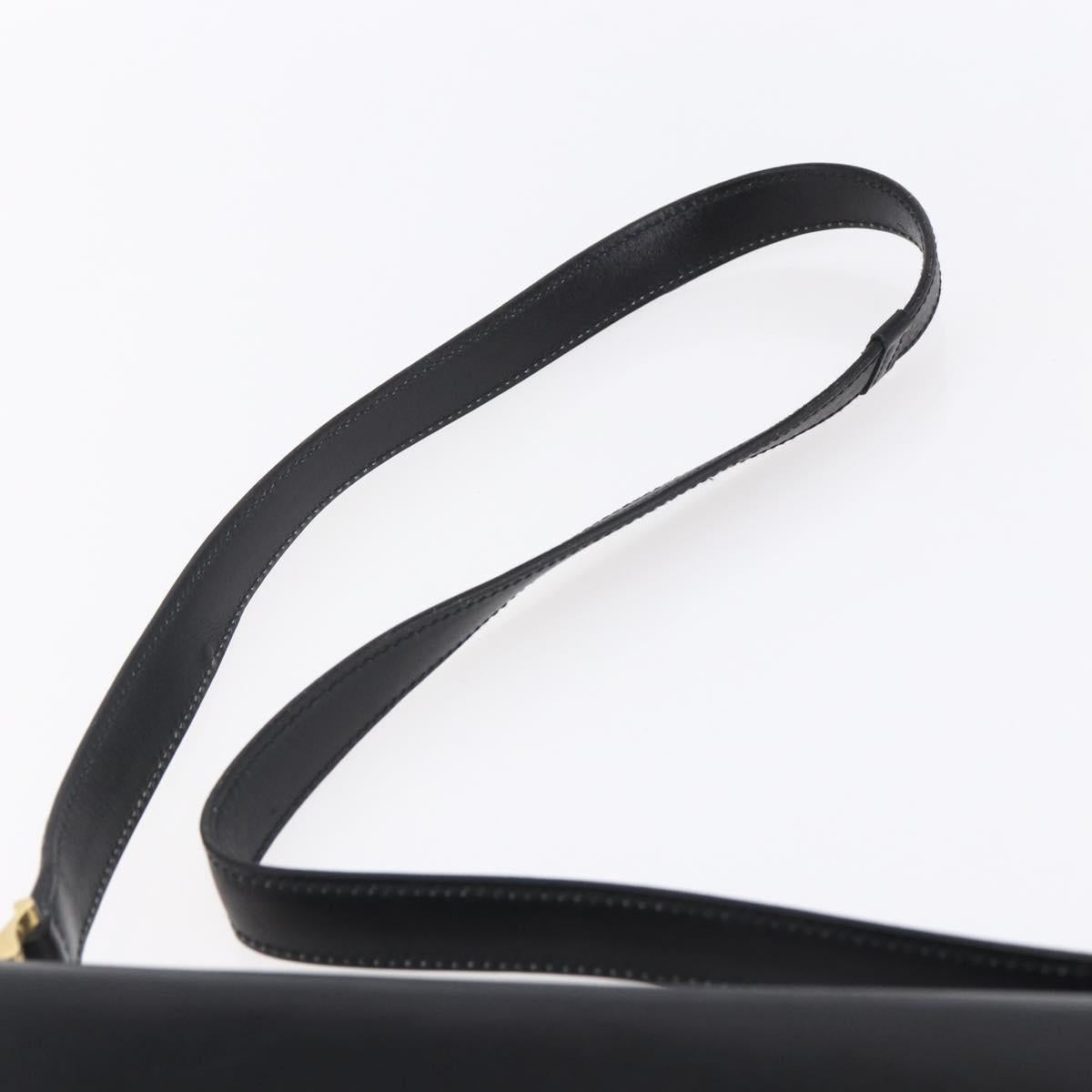 FENDI Shoulder Bag Leather Black Gold Auth SW1797