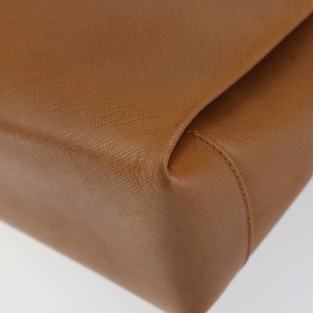 GUCCI Shoulder Bag Leather Brown Gold Auth SW1800