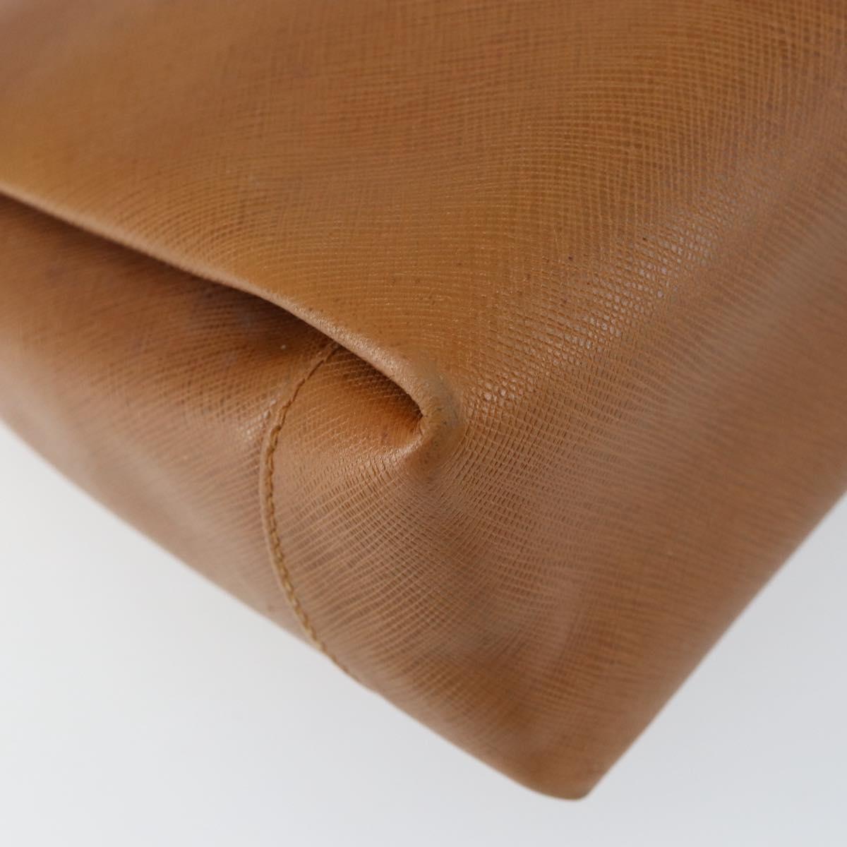 GUCCI Shoulder Bag Leather Brown Gold Auth SW1800