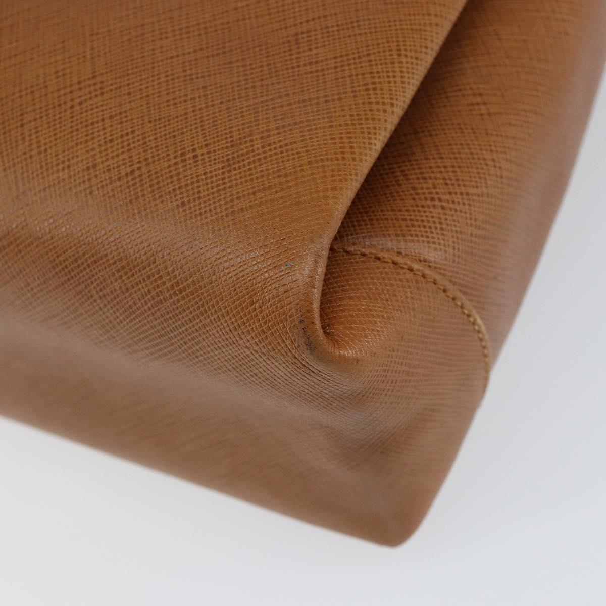 GUCCI Shoulder Bag Leather Brown Gold Auth SW1800