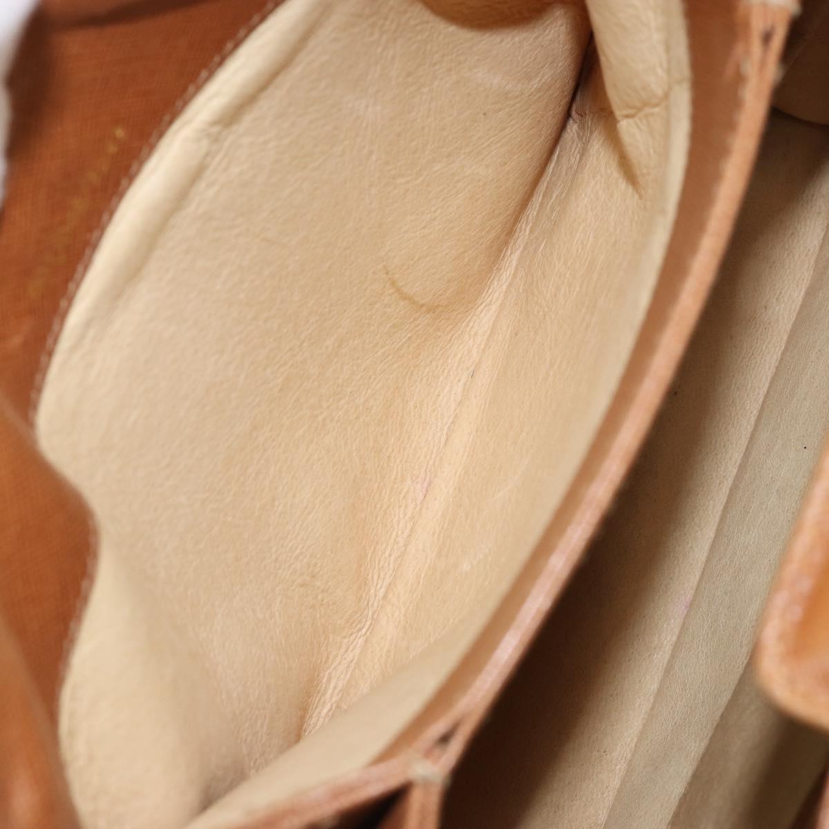 GUCCI Shoulder Bag Leather Brown Gold Auth SW1800