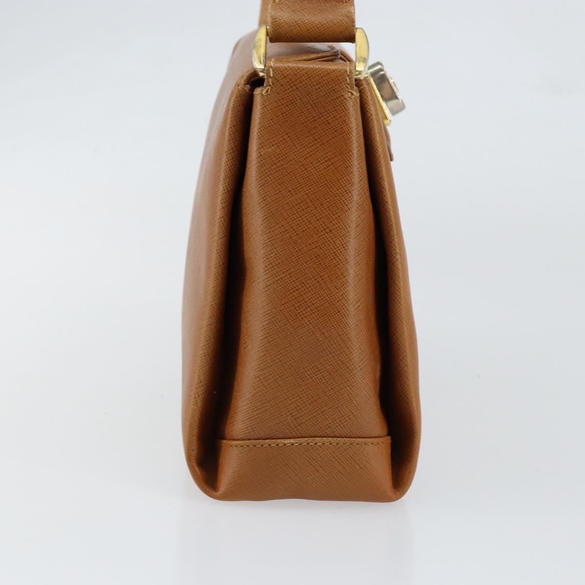 GUCCI Shoulder Bag Leather Brown Gold Auth SW1800