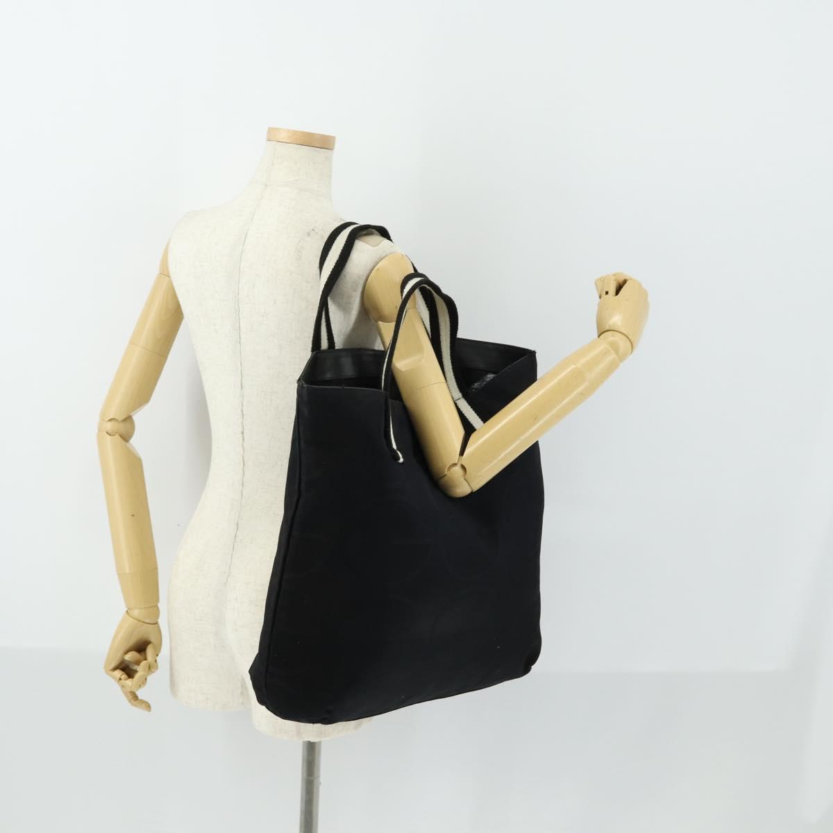 GUCCI GG Canvas Sherry Line Hand Bag Black 123439 Auth SW1801