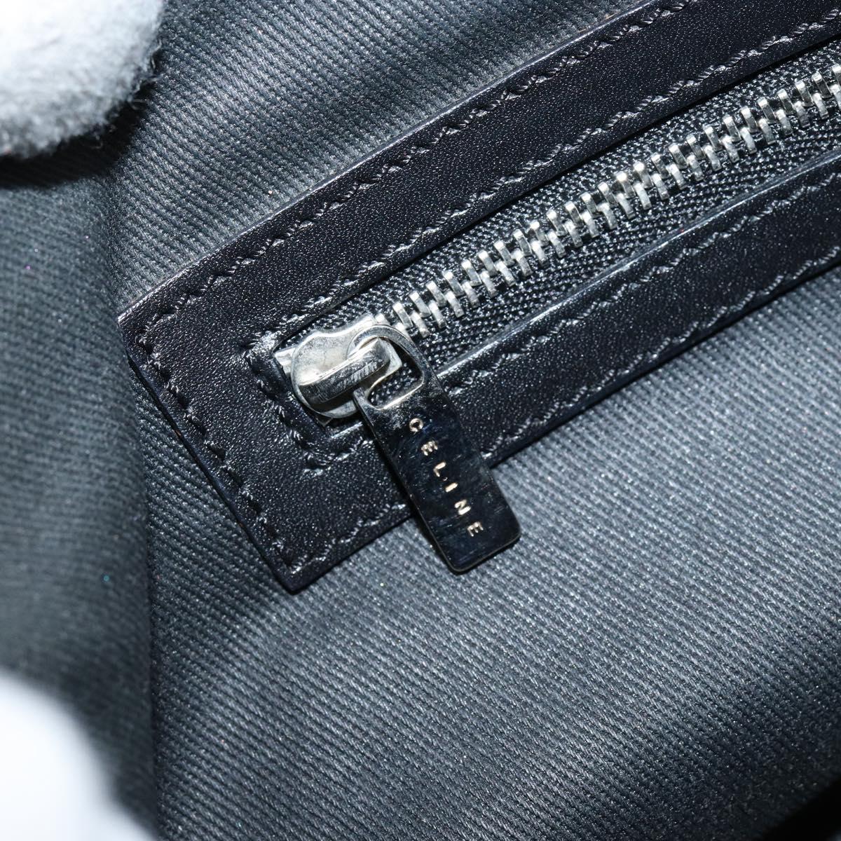 CELINE C Macadam Canvas Shoulder Bag Black Silver Auth SW1802