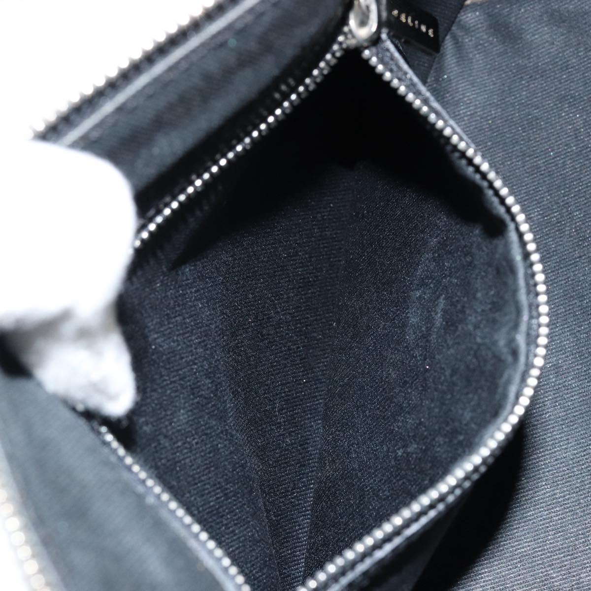 CELINE C Macadam Canvas Shoulder Bag Black Silver Auth SW1802