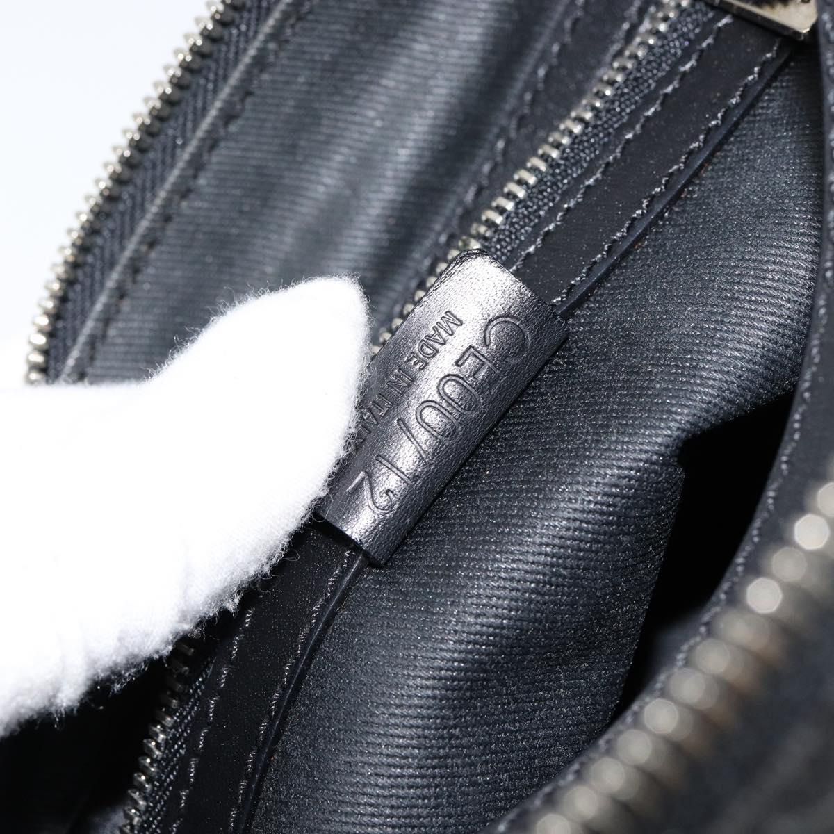 CELINE C Macadam Canvas Shoulder Bag Black Silver Auth SW1802