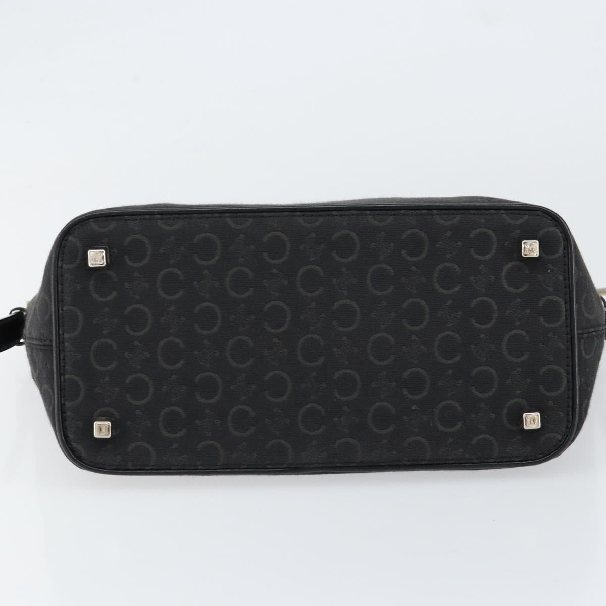 CELINE C Macadam Canvas Shoulder Bag Black Silver Auth SW1802