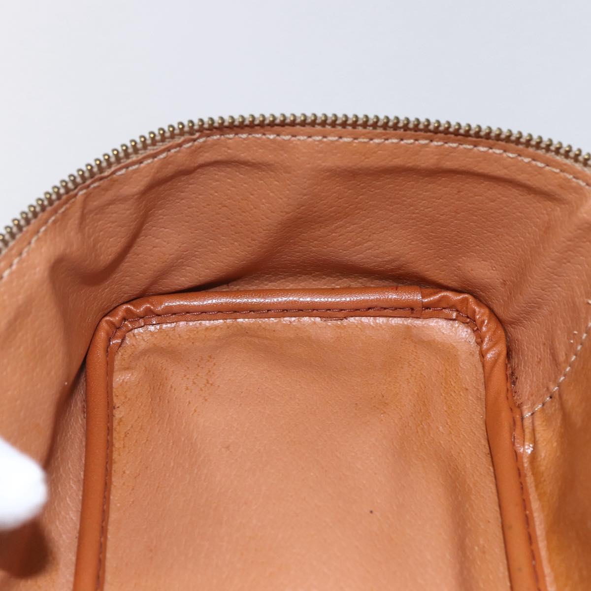 CELINE Macadam Canvas Vanity Pouch PVC Leather Brown Gold Auth SW1803