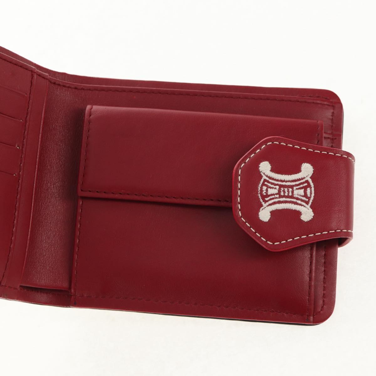 CELINE Bifold Wallet Leather White Auth SW1804AV