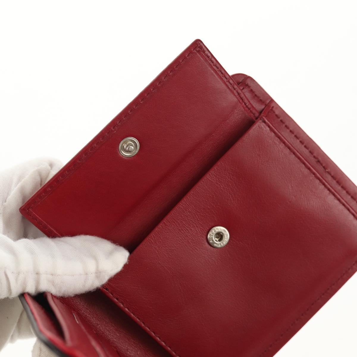 CELINE Bifold Wallet Leather White Auth SW1804AV