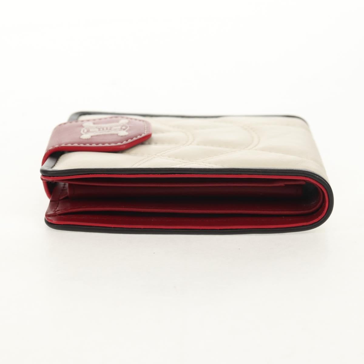 CELINE Bifold Wallet Leather White Auth SW1804AV
