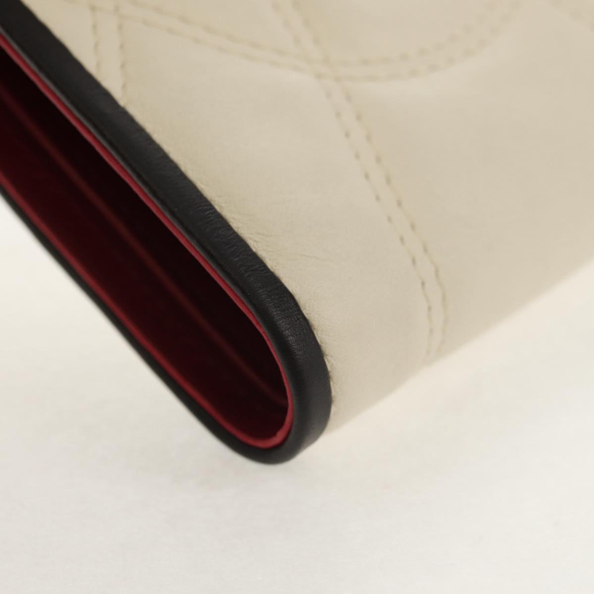 CELINE Bifold Wallet Leather White Auth SW1804AV