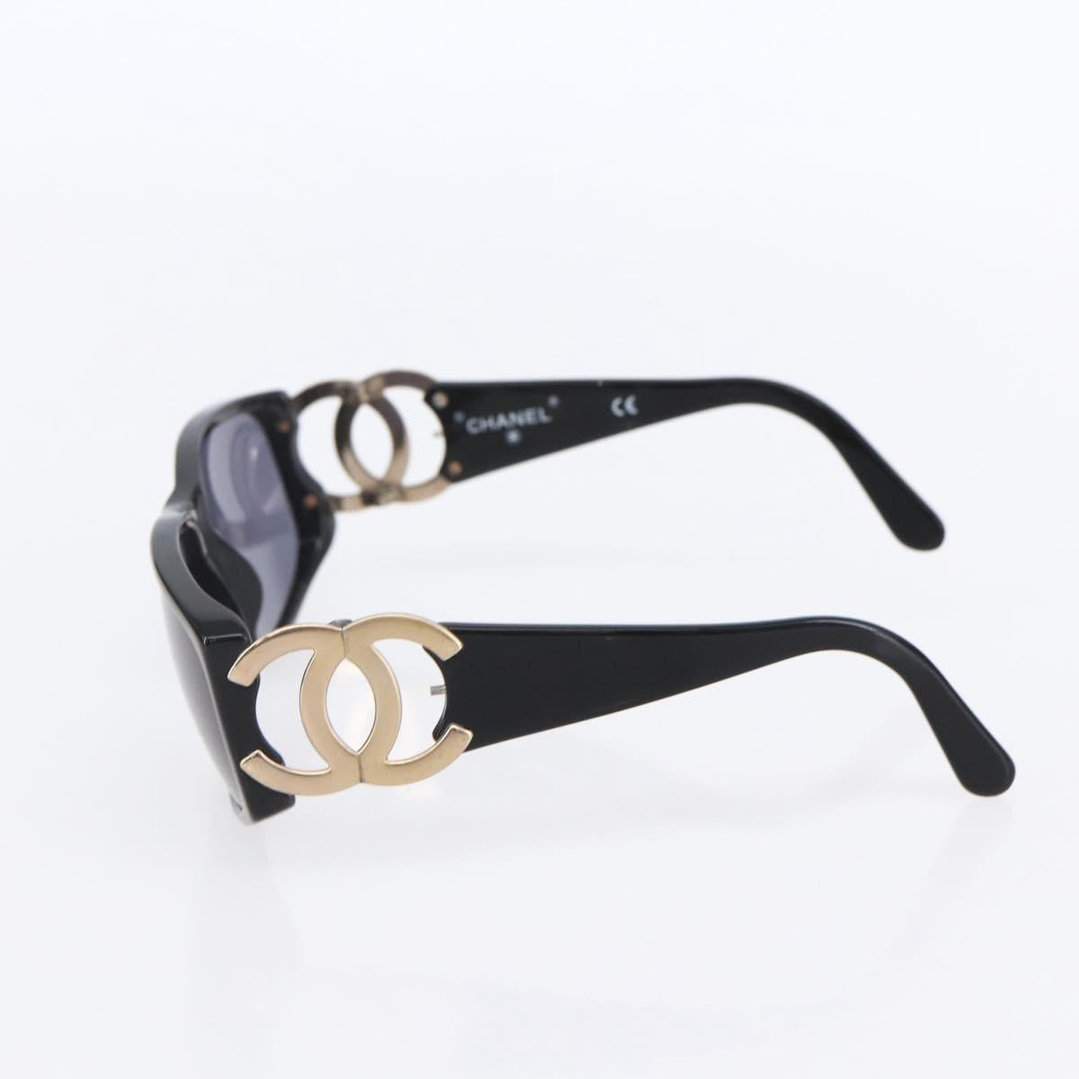 CHANEL Sunglasses plastic Black CC Auth SW1810