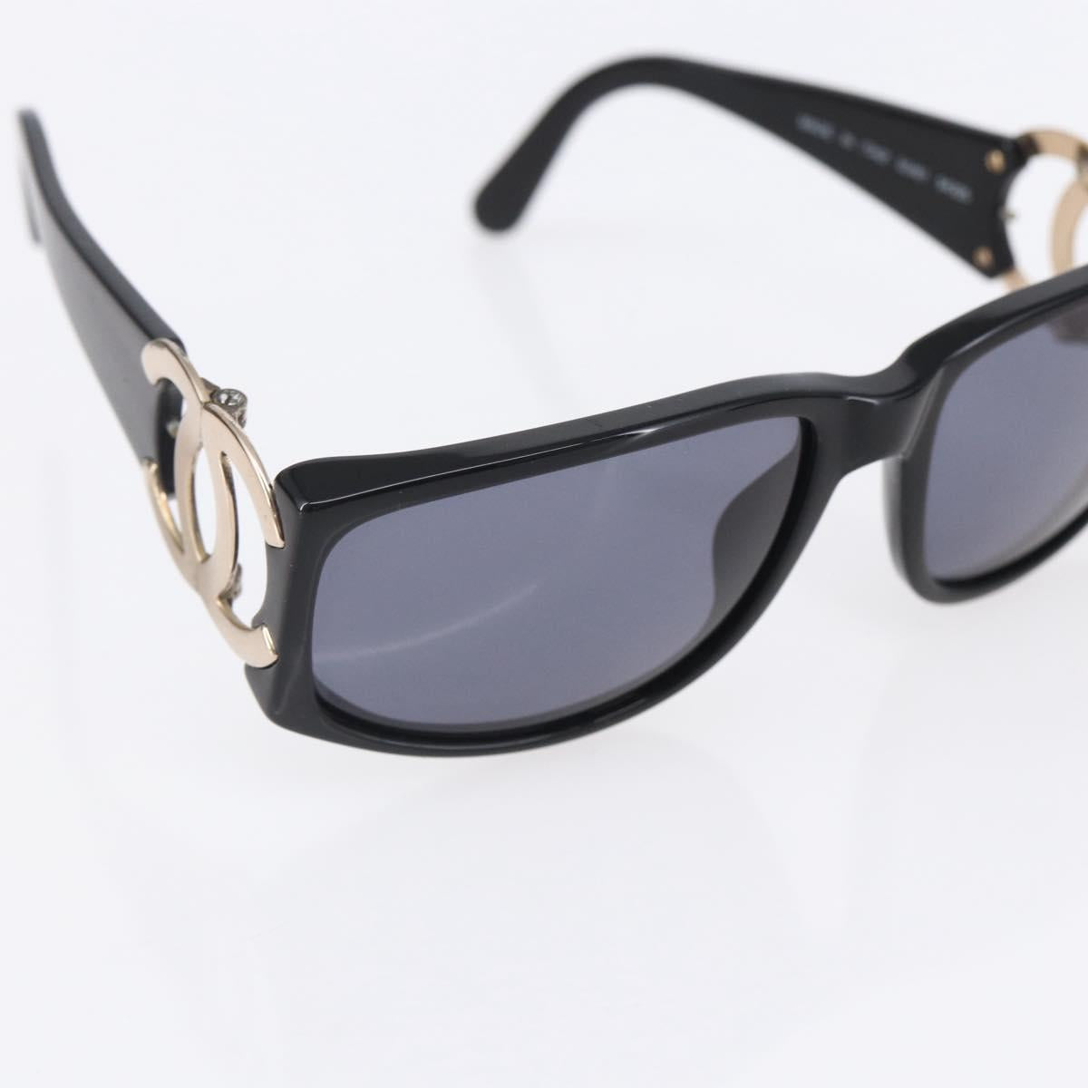 CHANEL Sunglasses plastic Black CC Auth SW1810