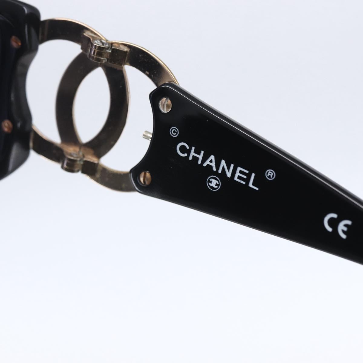 CHANEL Sunglasses plastic Black CC Auth SW1810