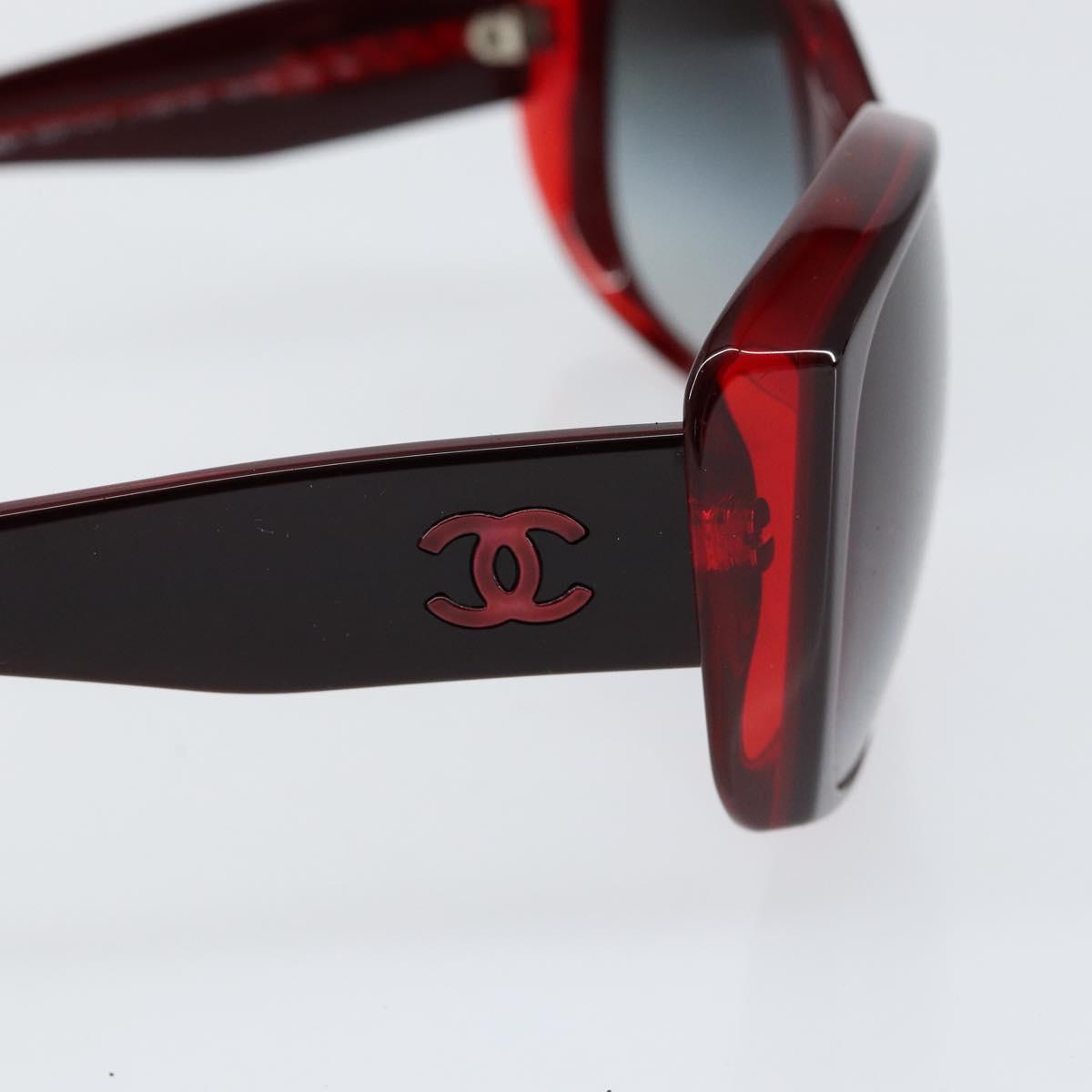 CHANEL Sunglasses plastic Red CC Auth SW1814