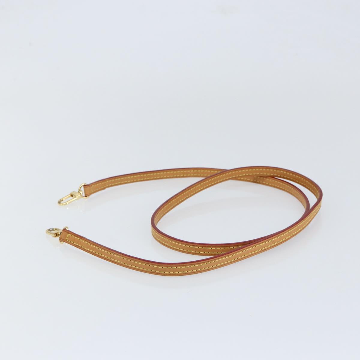 LOUIS VUITTON Shoulder Strap Leather 44.5"" Beige LV Auth SW1820