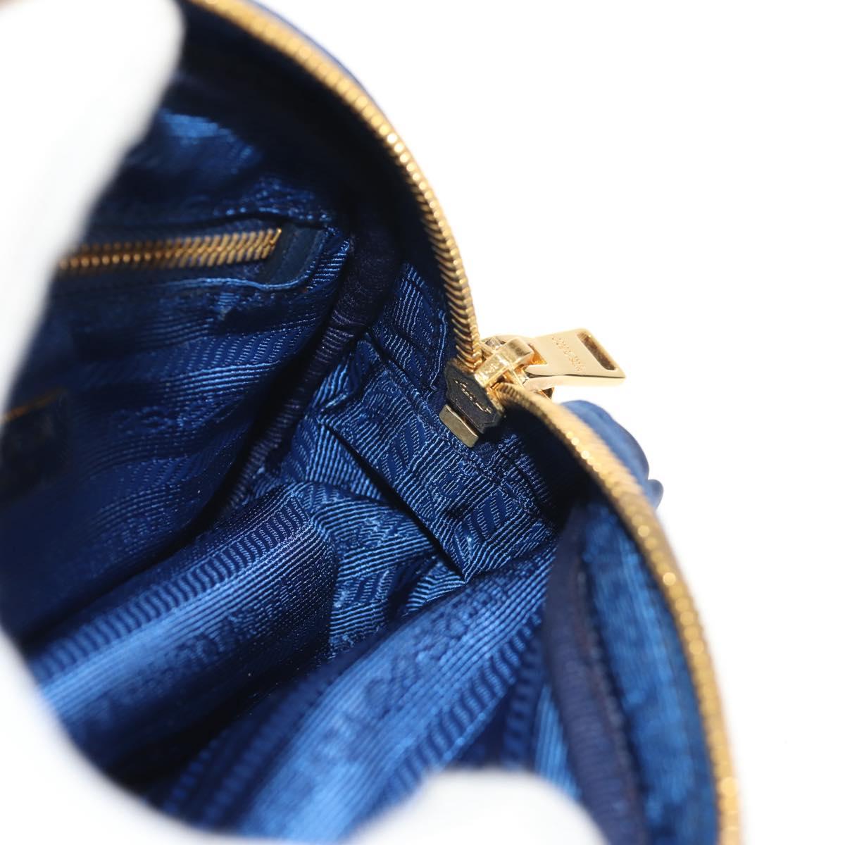 PRADA Clutch Bag Nylon Blue Gold Auth SW1822V