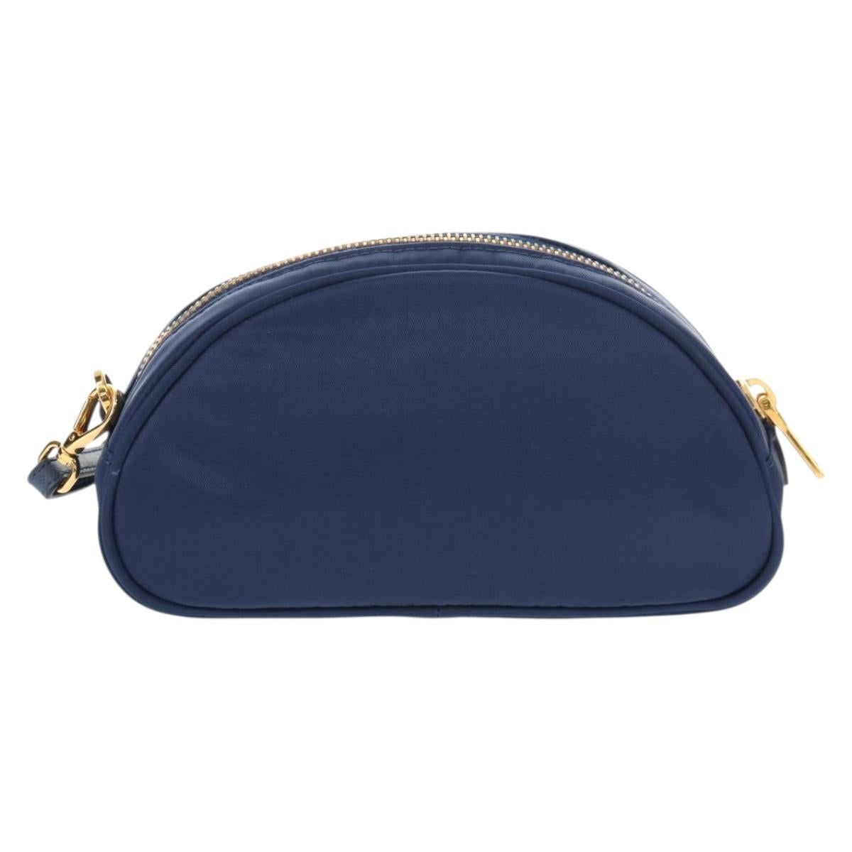 PRADA Clutch Bag Nylon Blue Gold Auth SW1822V