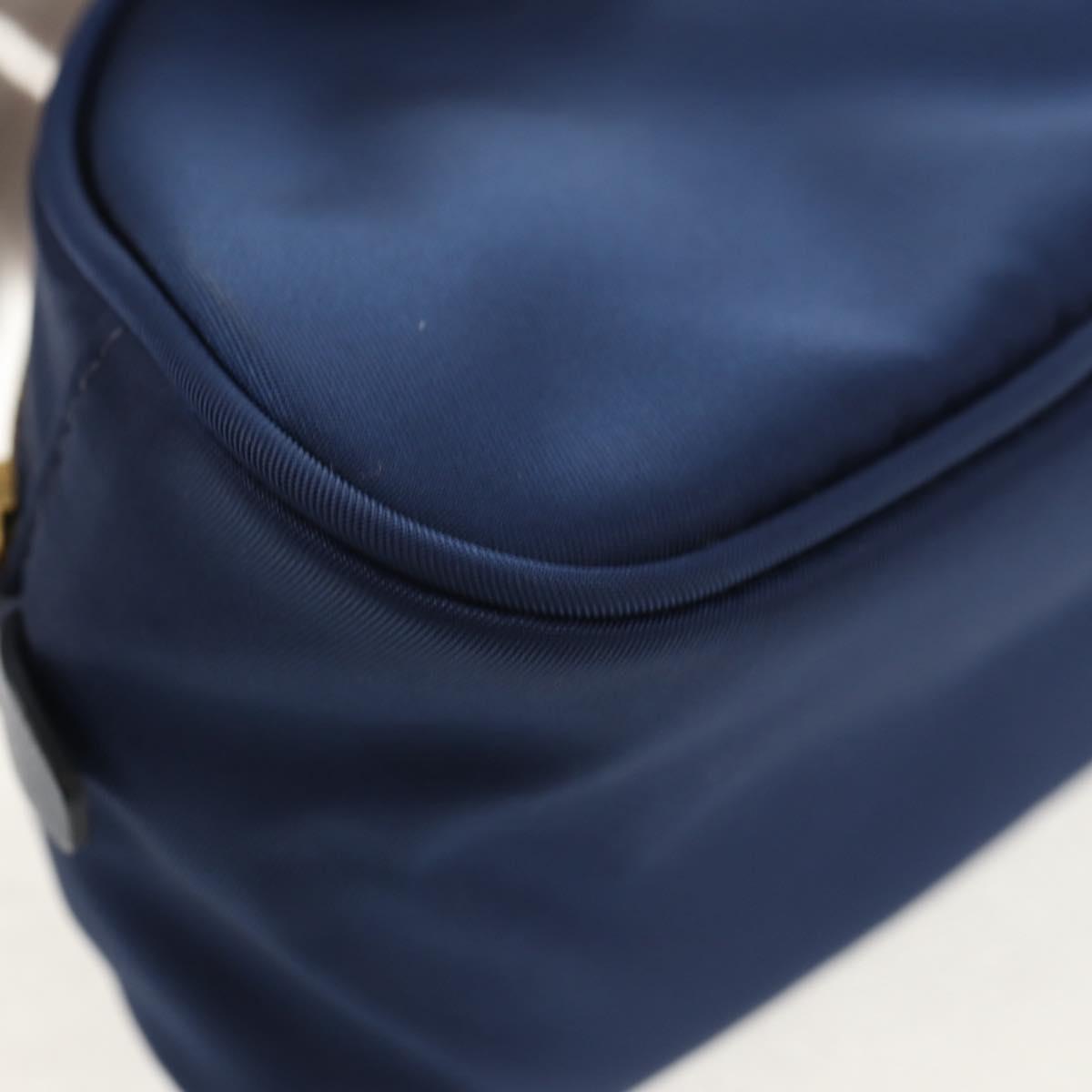 PRADA Clutch Bag Nylon Blue Gold Auth SW1822V