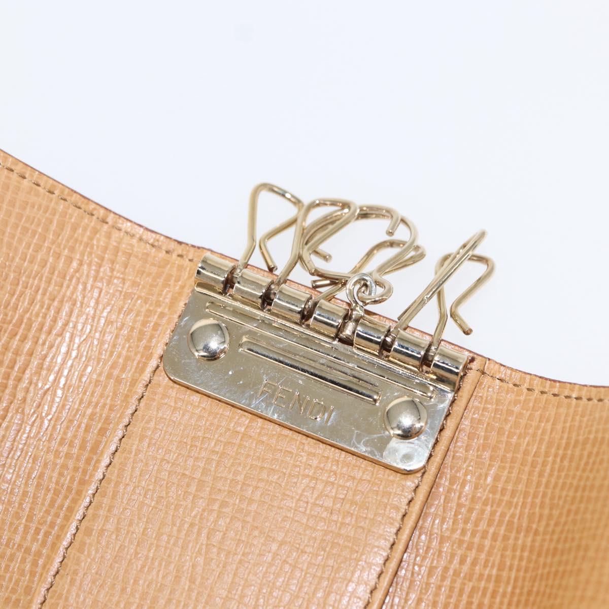 FENDI Zucca Canvas Key Case PVC Gold Auth SW1823A