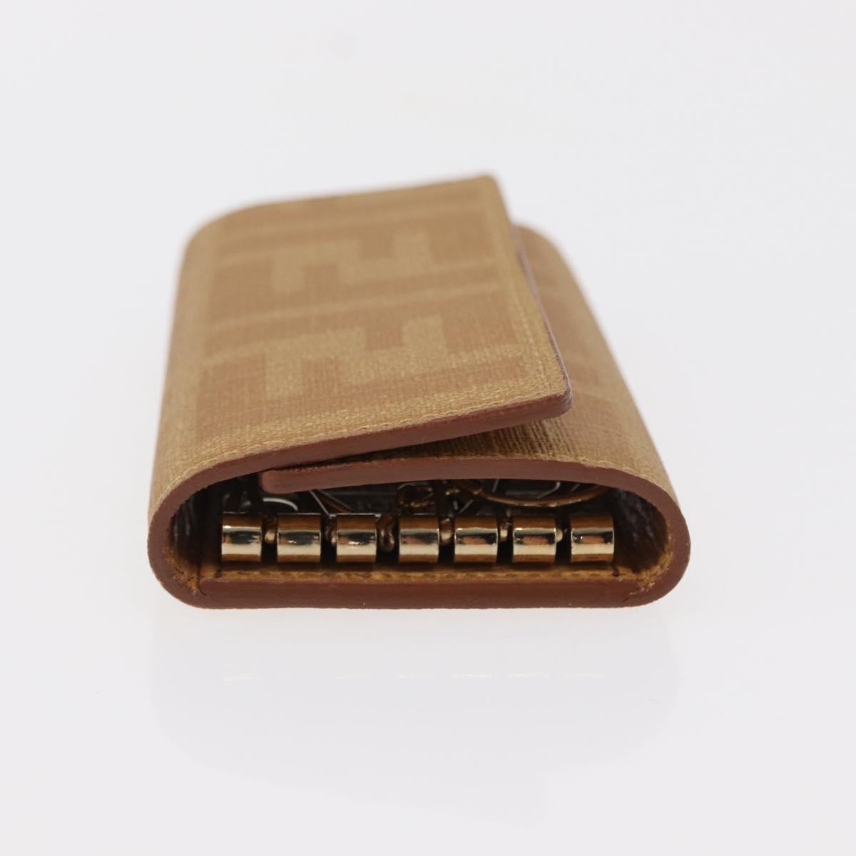 FENDI Zucca Canvas Key Case PVC Gold Auth SW1823A