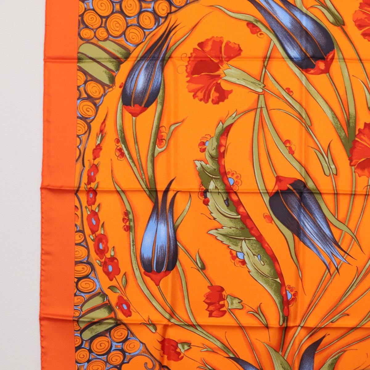 HERMES Carre 90 Scarf ""Ceramique Ottomane"" Silk Orange Auth SW1827M