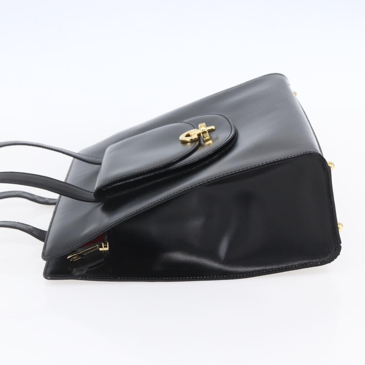 CELINE Tote Bag Leather Black Gold Auth SW1830