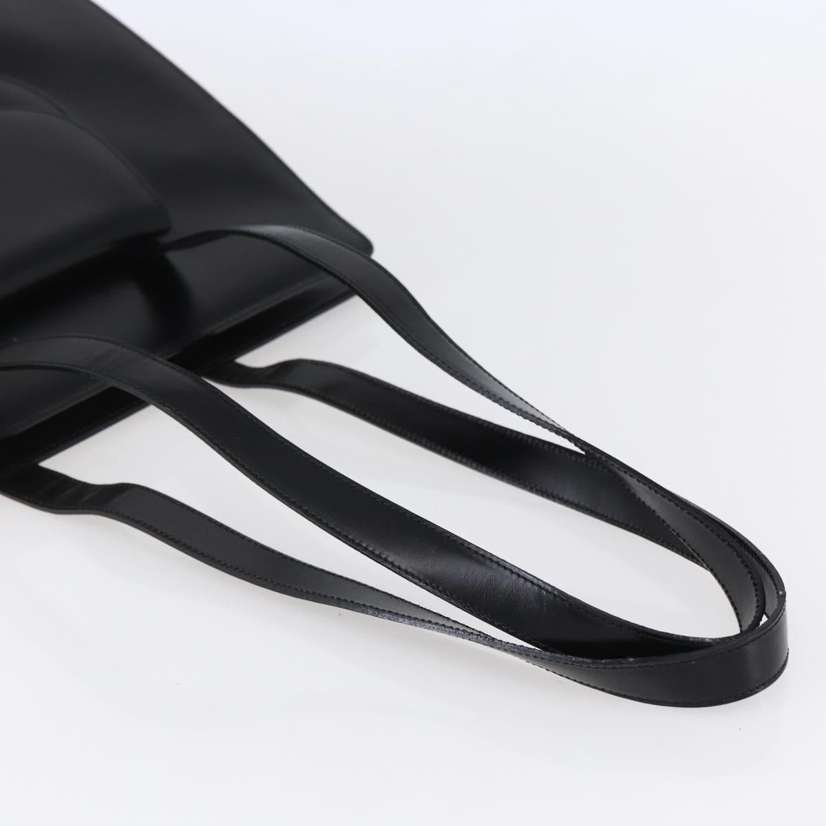 CELINE Tote Bag Leather Black Gold Auth SW1830