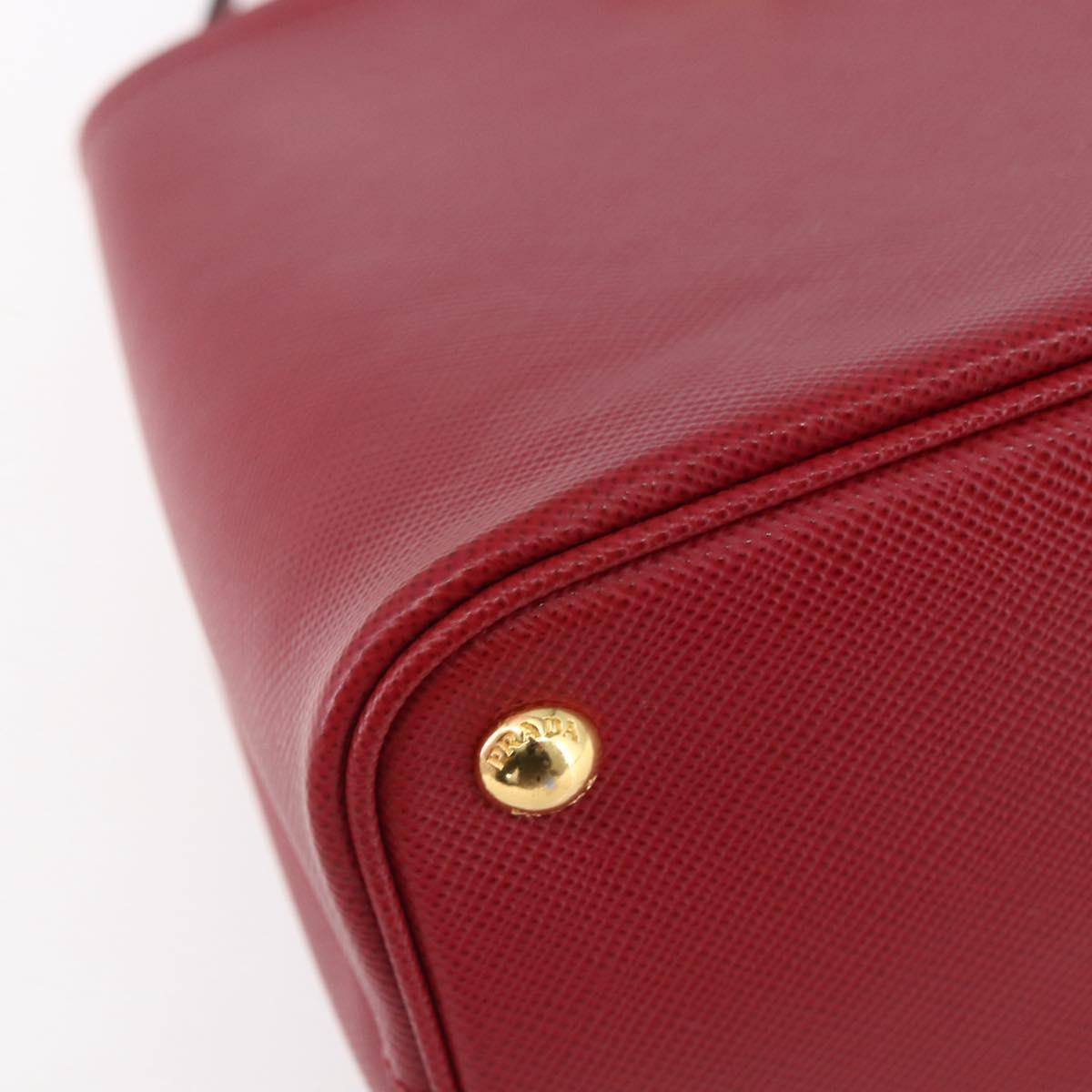 PRADA Panniers Hand Bag Safiano leather 2way Red Gold Auth SW1831V